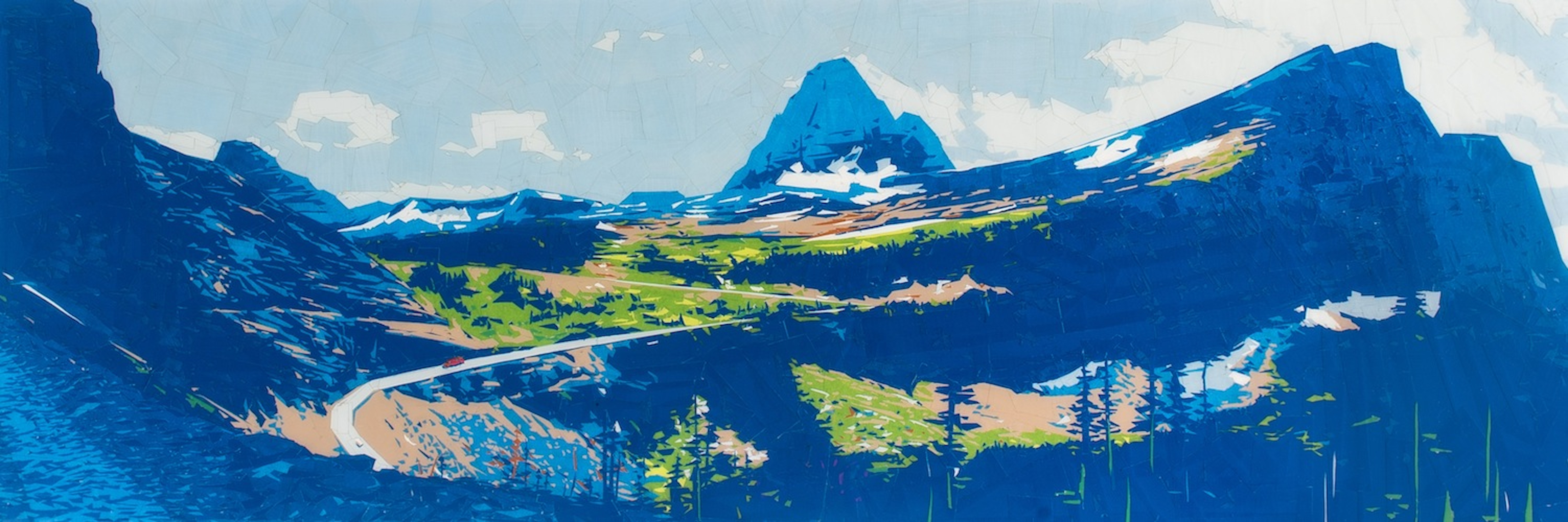 Mountain landscape in Glacier National Park created in tape by artist Chad Farnes