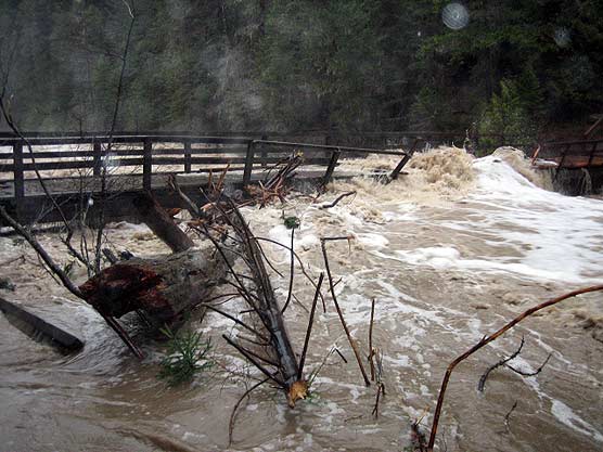 Flooding at the horse bridge on McDonald Creek