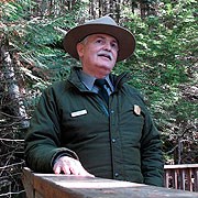 Bill in uniform giving an outdoor talk Bill in uniform giving an outdoor talk