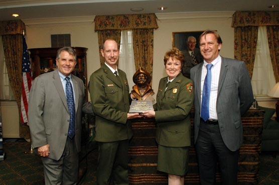 Glacier National Park Law Enforcement Ranger Gary Moses Receiving the Harry Yount Award