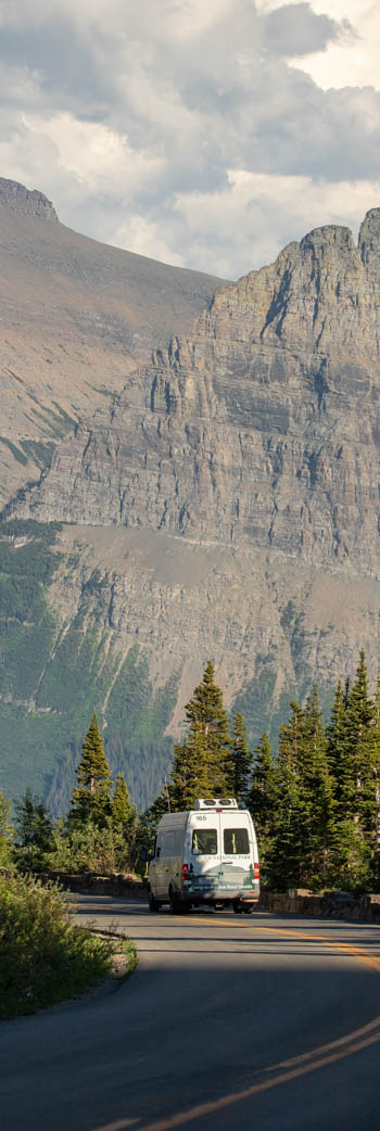 Logan Pass shuttle stop and parking area, Glacier National Park