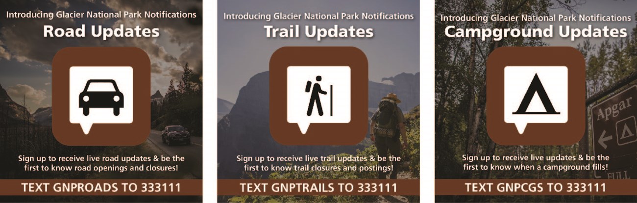 GNP Updates. Text GNPROADS, GNPTRAILS, or GNPCGS to 333111 for updates
