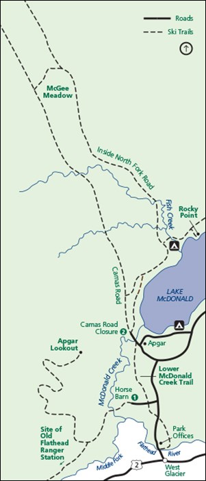 Ski trails in the Apgar/West Glacier area