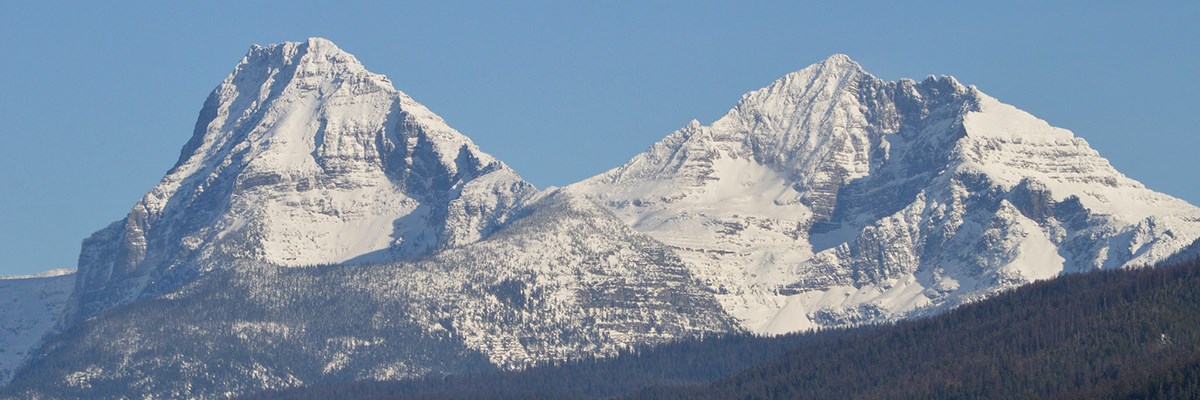 Mt Edwards and Gunsight Mountain with fresh snow