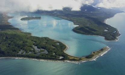 aerial view of Lituya Bay along the outer coast aerial view of Lituya Bay along the outer coast