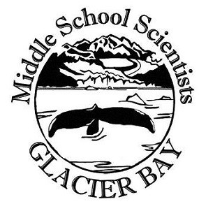 Middle School Scientist logo with a whale tail and glacier