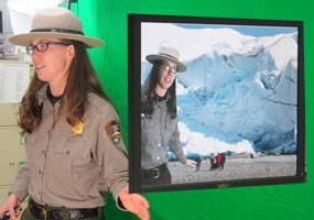A Glacier Bay ranger visits a classroom via videoconferencing equipment!