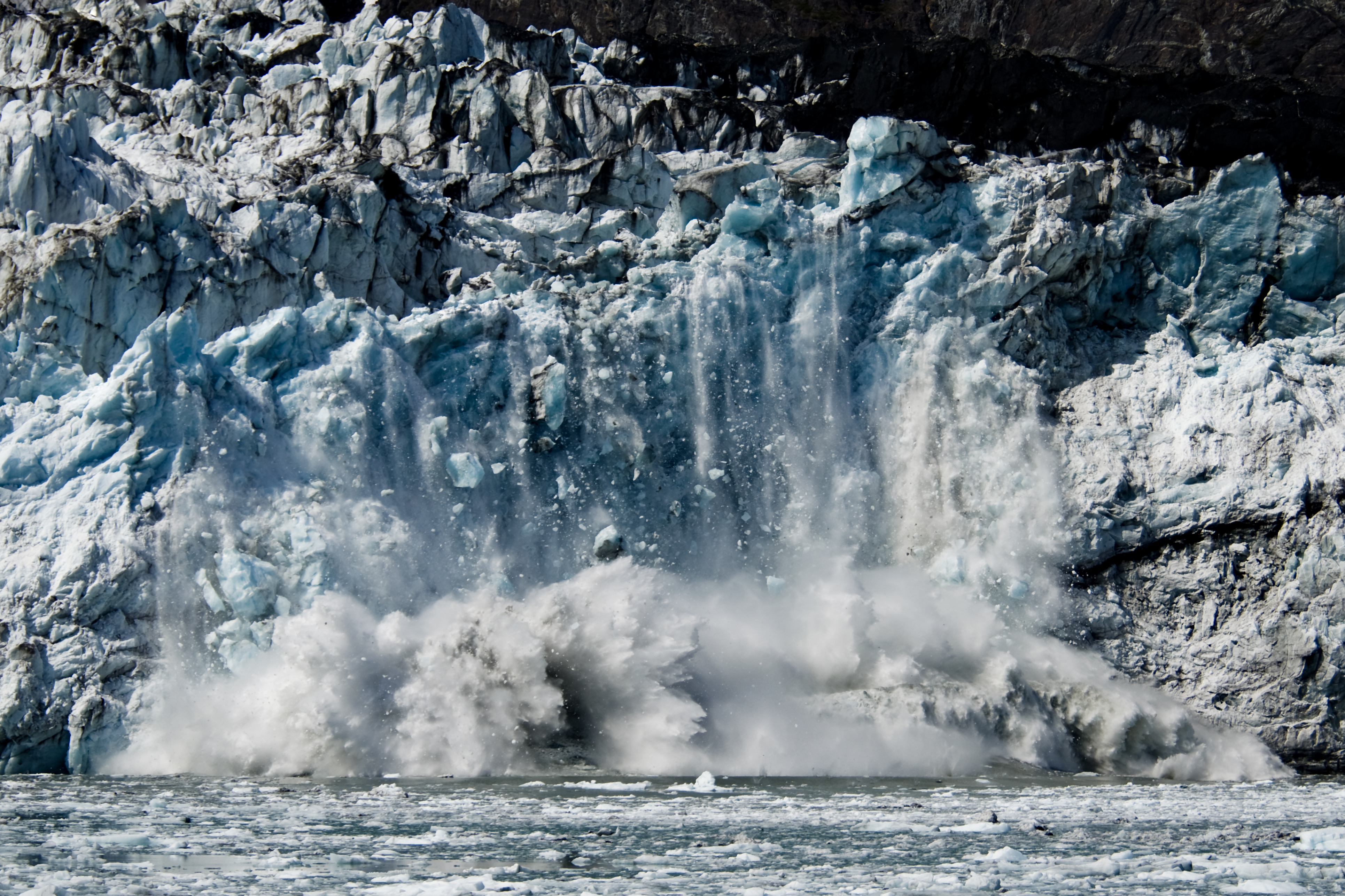 Ice falling from the face of Margerie Glacier