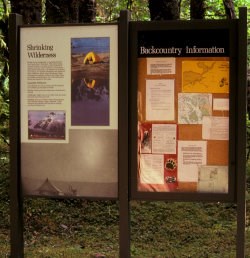 Signs display park information.
