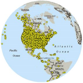 Location of every Christmas Bird Count