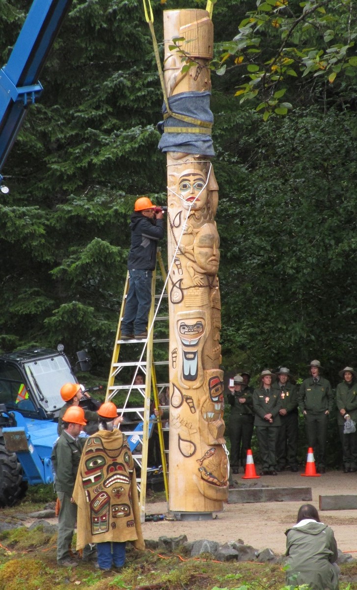 Totem Raising 8.25.18 Totem pole being raised