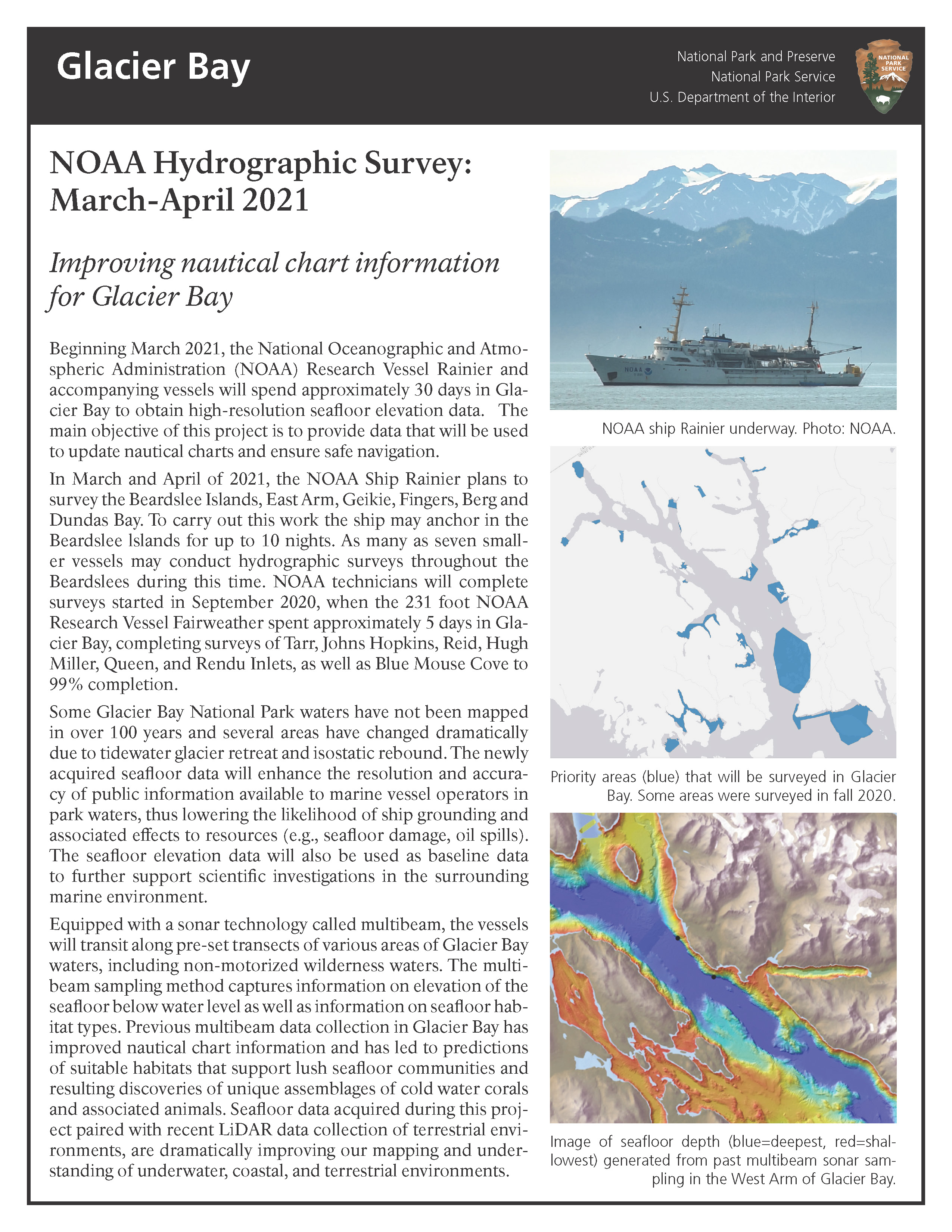 Image of NOAA Rainier Survey Flyer, click the link above for a readable pdf
