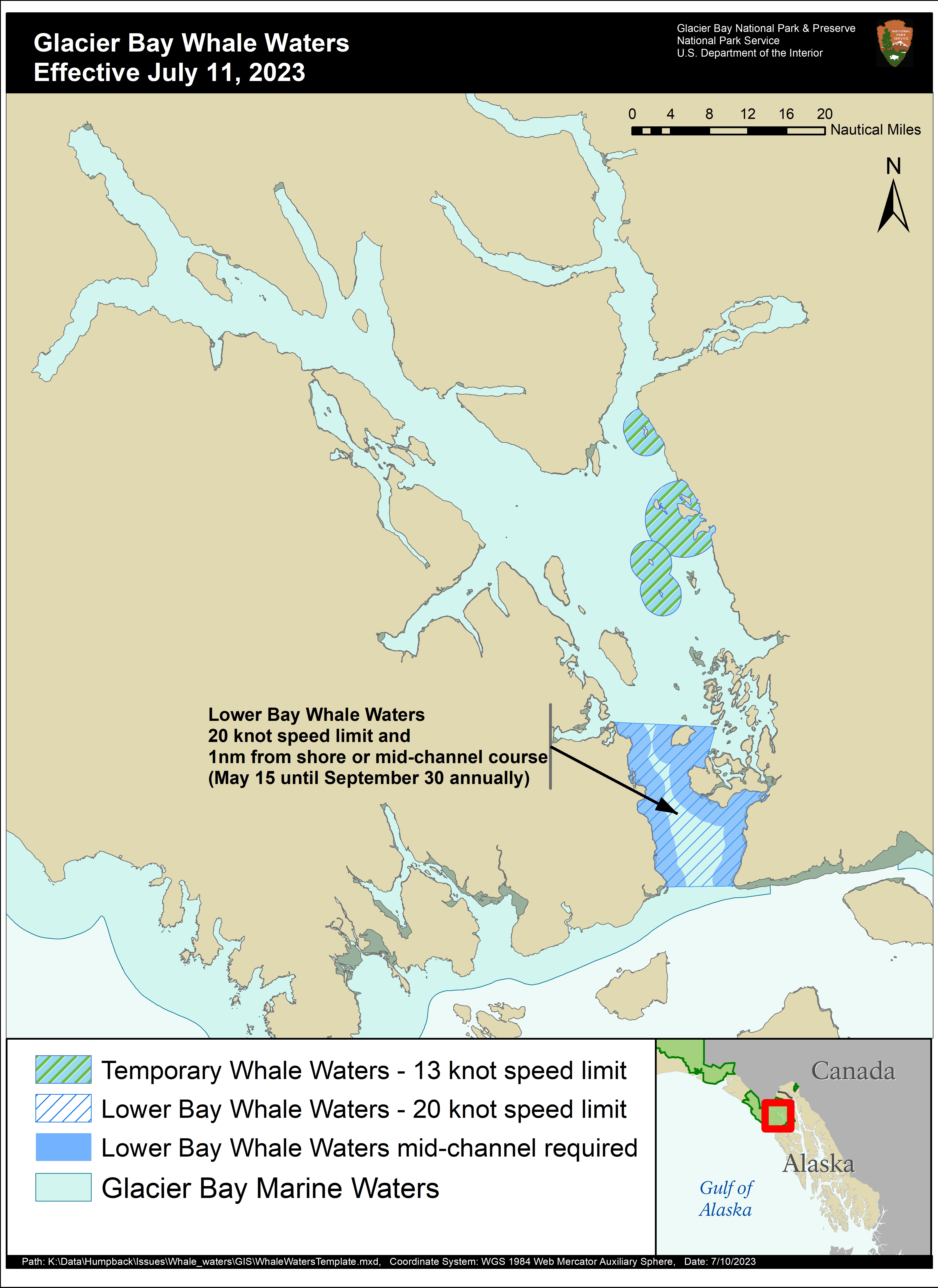 Sandy_Cove_Garforth_13kt_ON_11Jul2023 Regulatory Map of Speed Restrictions in Glacier Bay