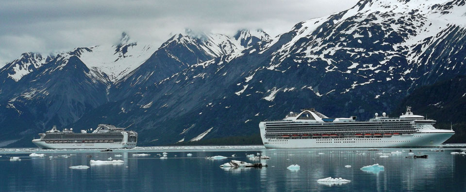 Two cruise ships in Glacier Bay Two cruise ships in Glacier Bay