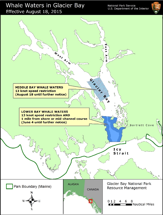 Map of Whale Waters Update For Glacier Bay Effective August 18, 2015