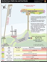 downsized image of the Bartlett Cove public use dock map. For reference only, this image is too small to be readable.