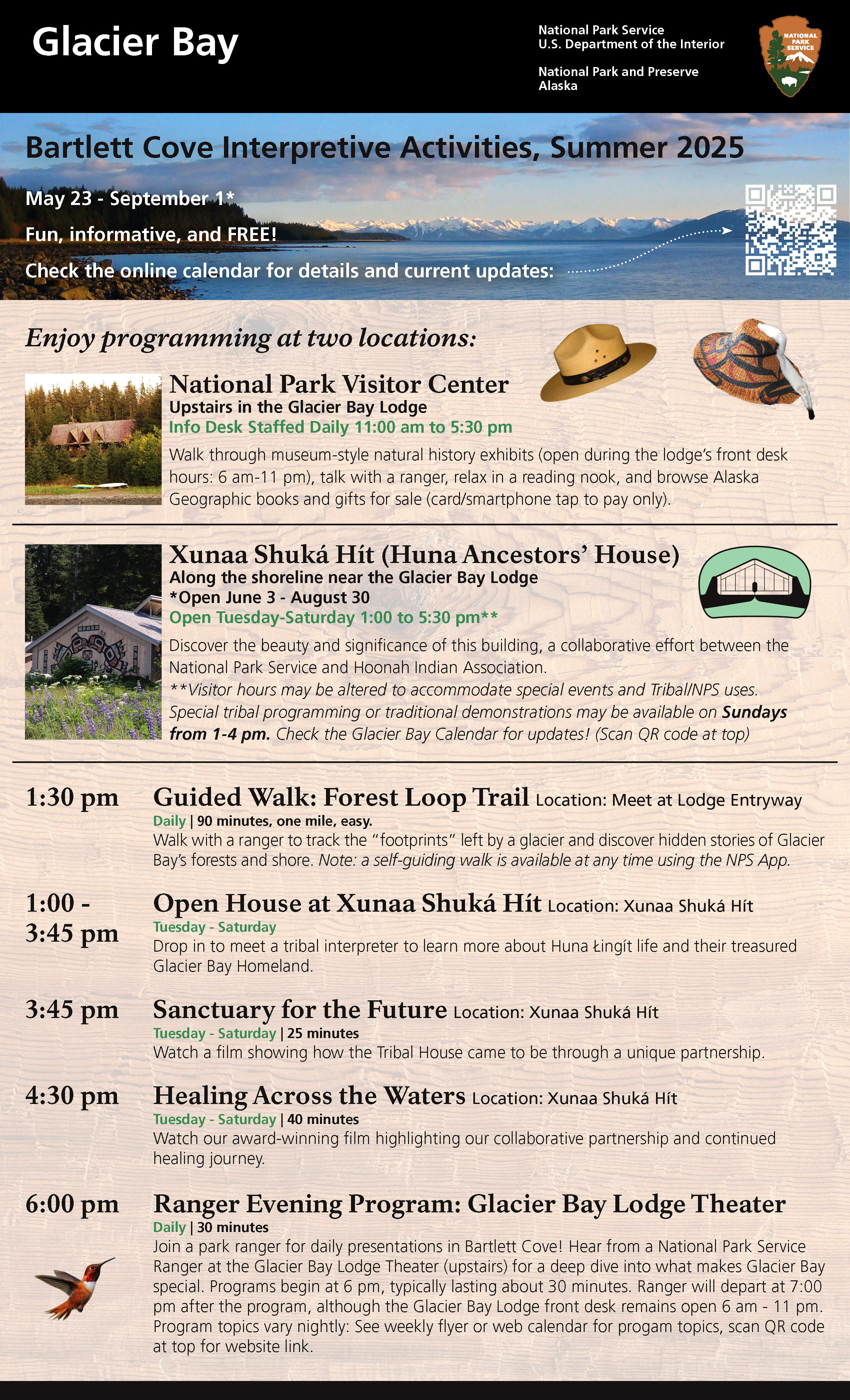 2025 Glacier Bay Bartlett Cove Program Schedule