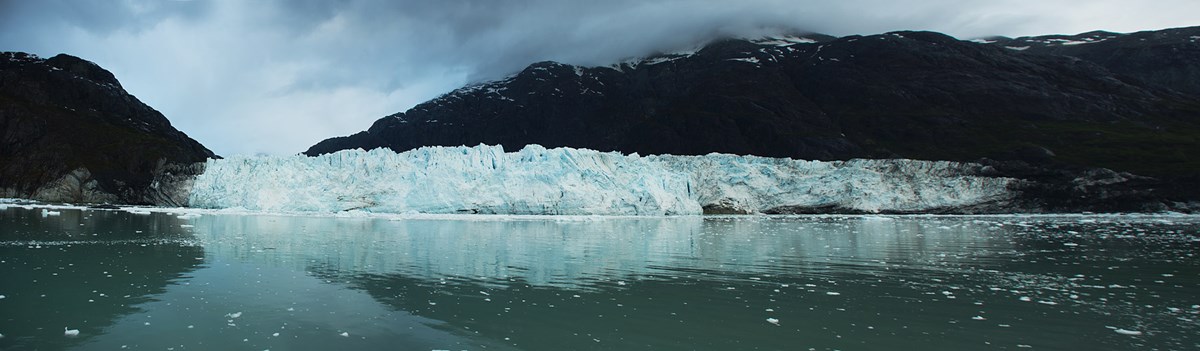 View of a glacier from a boat