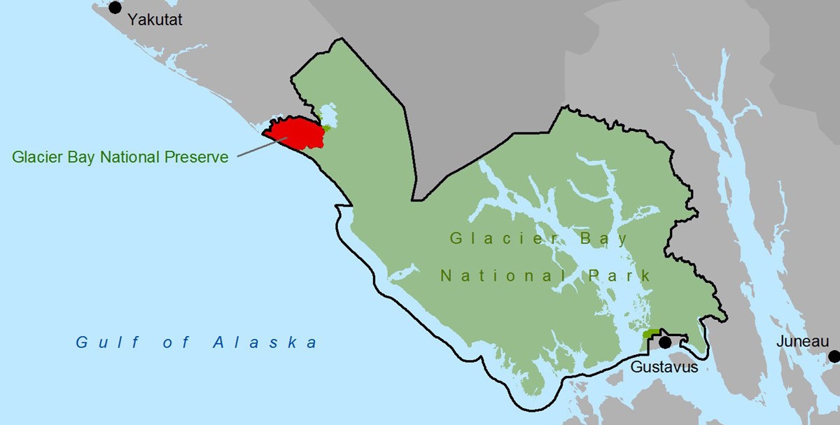 Location map of Glacier Bay National Preserve