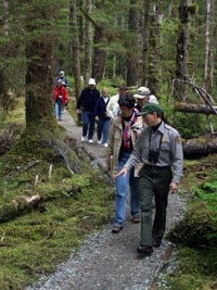 ranger led walk through forest