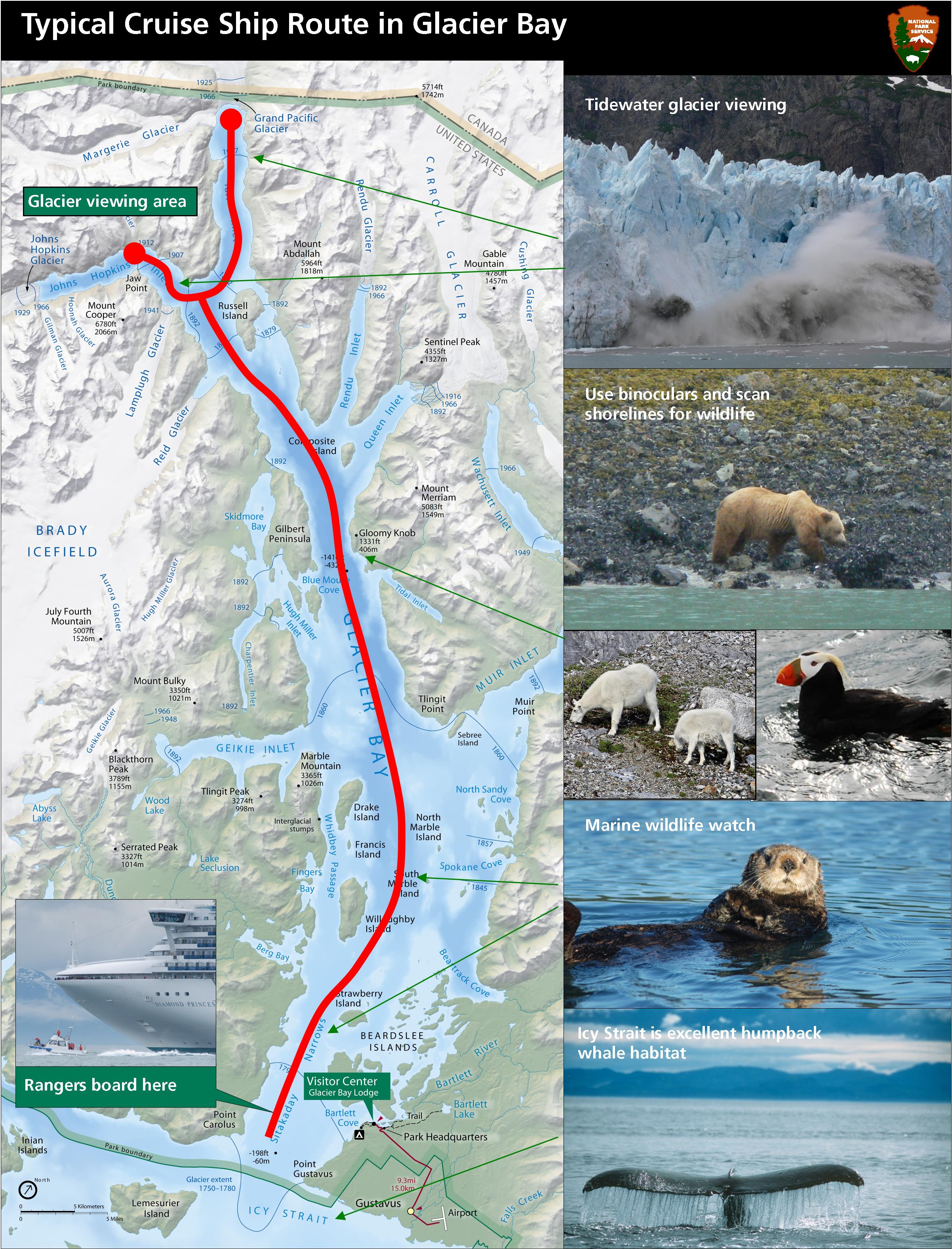 glacier bay cruise map