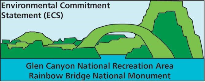 Green and blue logo for Glen Canyon National Recreation Area environmental commitment Green and blue logo for Glen Canyon National Recreation Area environmental commitment