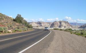 road with car driving away