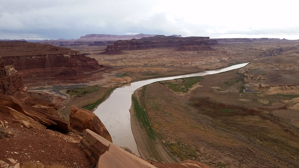 river and sandstone cliffs