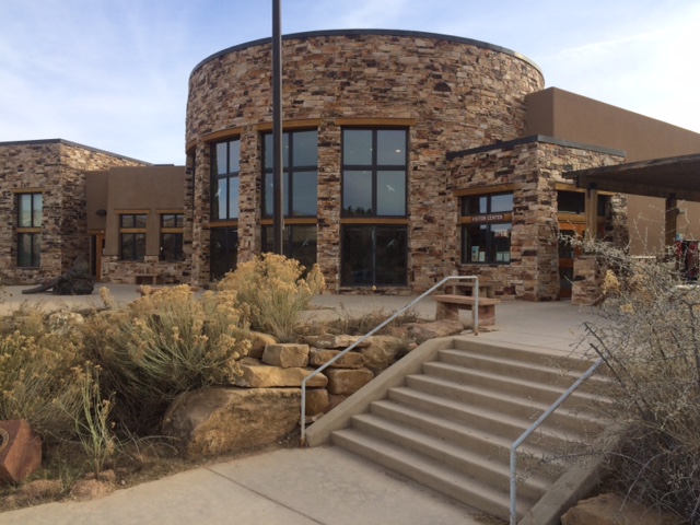 Outdoor stairs leading to round building