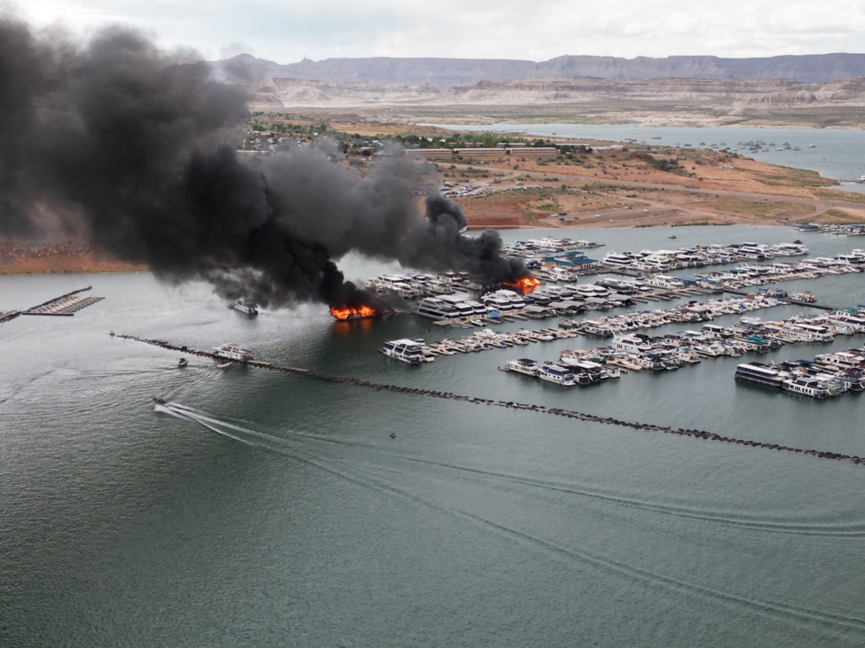 Wahweap Marina Boat Fire June 2, 2023 Aerial photos from yesterday, June 2nd, during the fire.