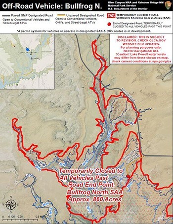 Thumbnail of Bullfrog North Shoreline Access Area Closure Map
