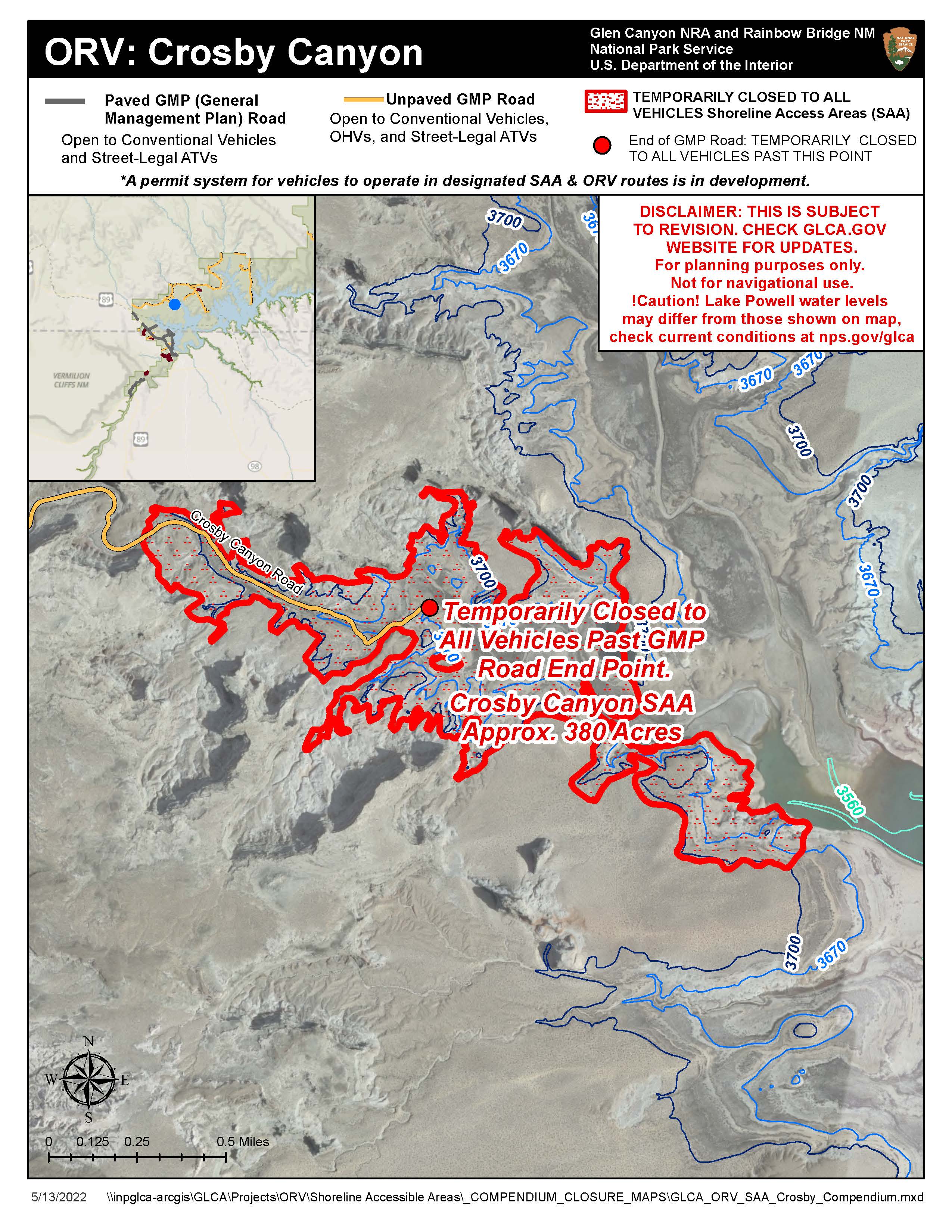 Crosby Canyon Shoreline Access Area Map 20220601
