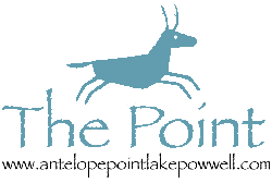 logo with stick figure antelope leaping over words The Point