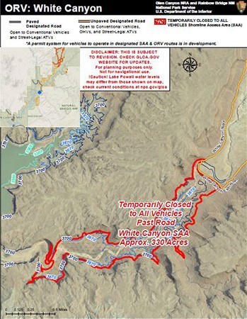 Thumbnail of White Canyon Shoreline Access Area Map Closure Map