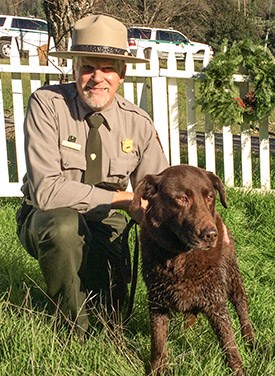 Jim Milestone with his dog Hannah