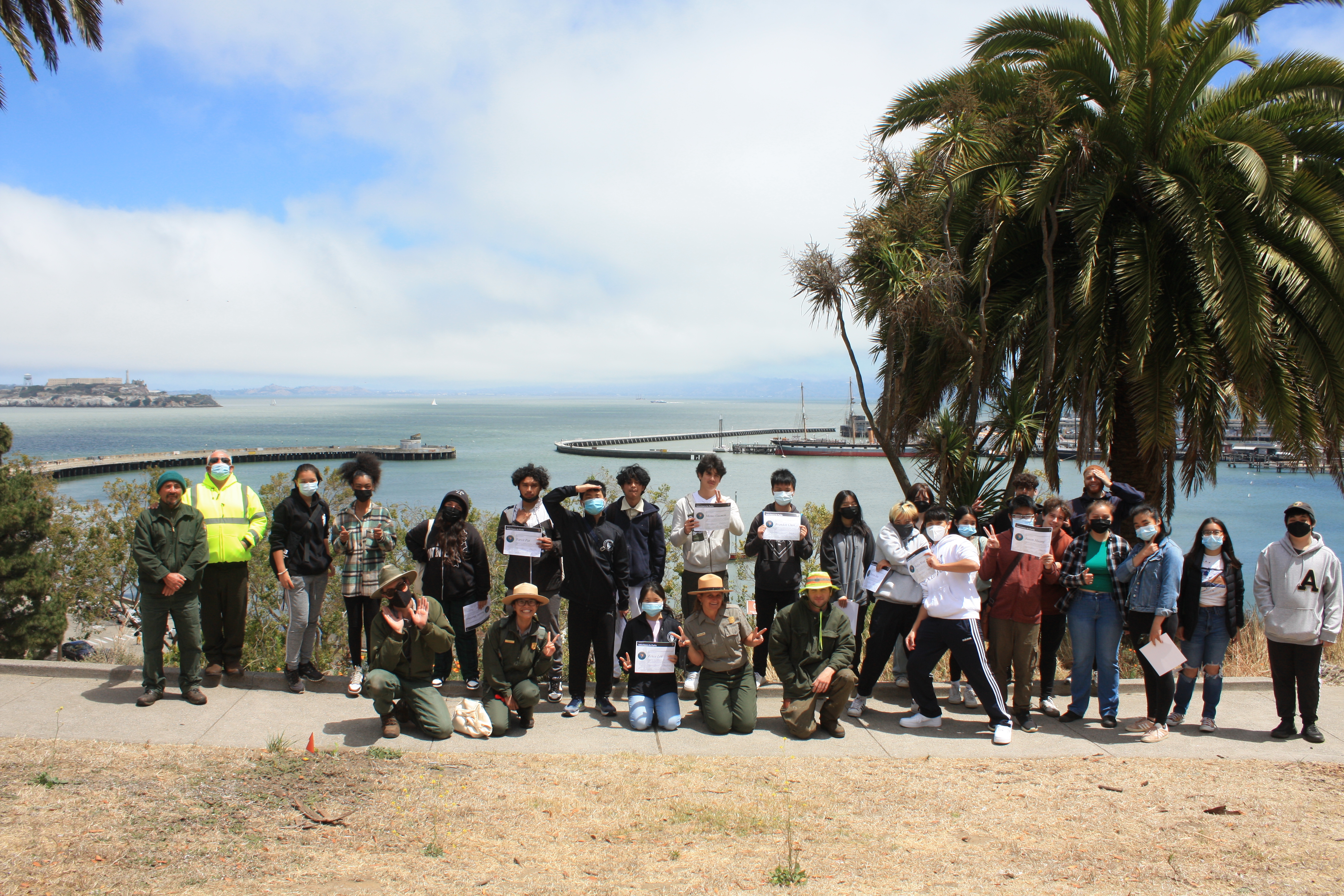 High school interns, partner staff, and NPS staff celebrate the season at Black Point Gardens