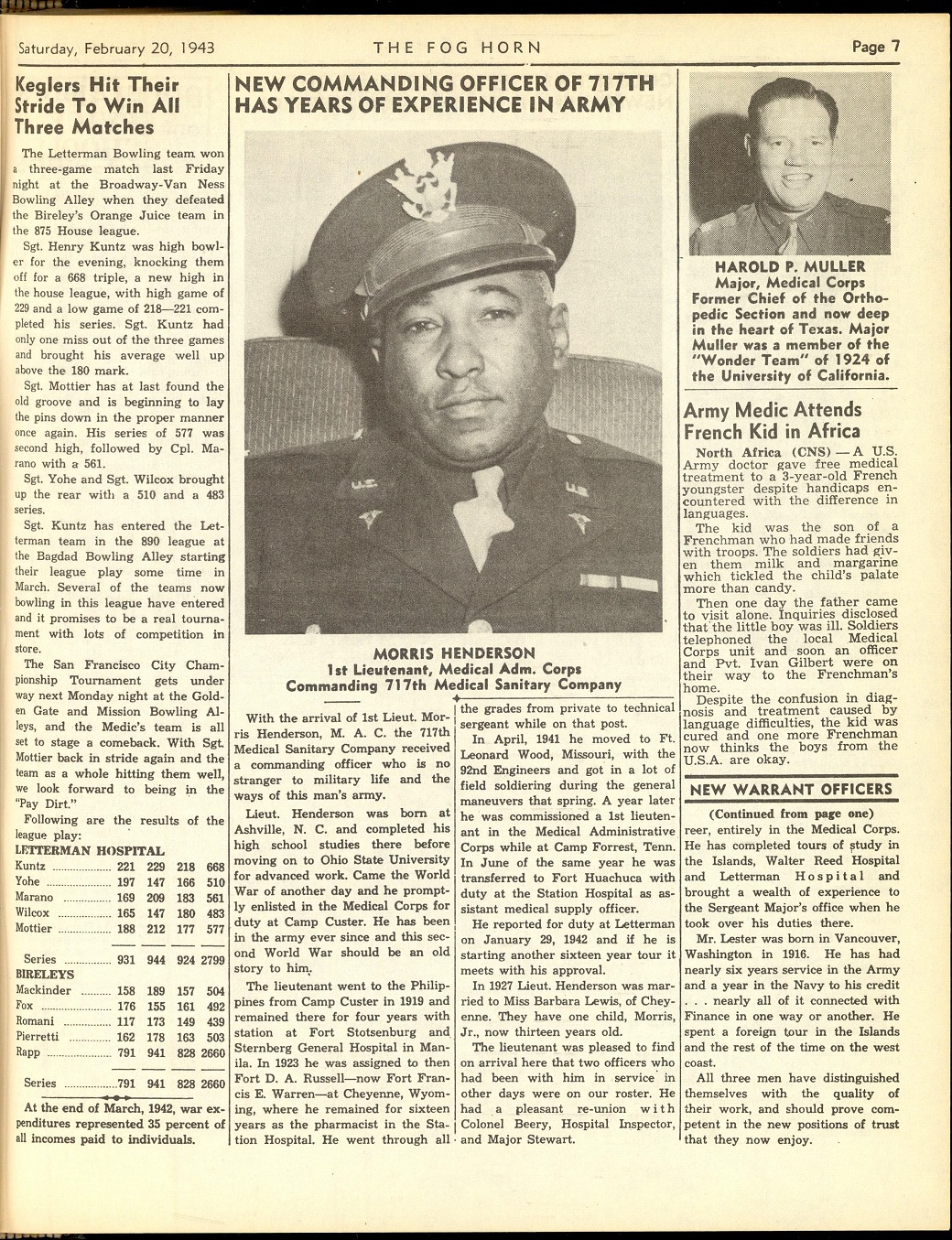Letterman Fog Horn Newspaper, 02-20-1943
