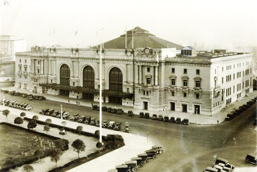large formal public building near public park