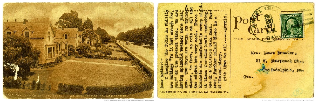 GOGA 20200 Olive Gilbert Collection Officer's Housing Postcard