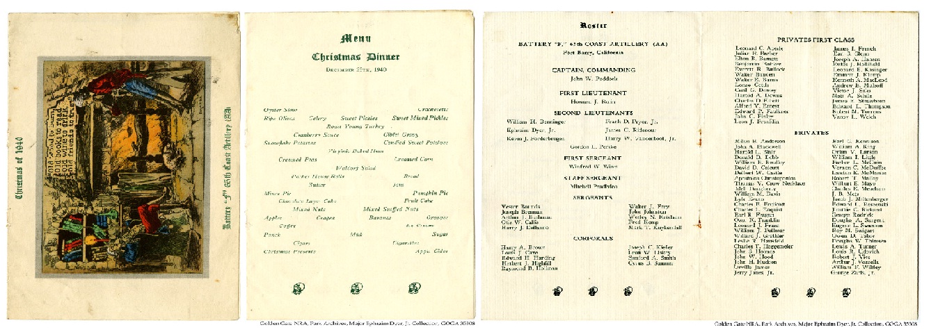 GOGA 35308 Ephraim Dyer Jr Collection 1940 Christmas Menu