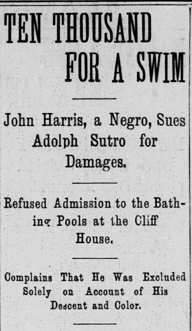 Newspaper headline titled Ten Thousand for a Swim