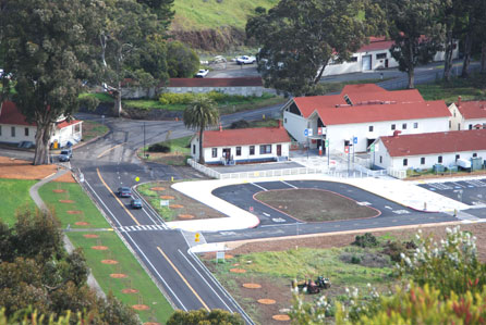 new landscaping and parking lot construction at Fort Baker