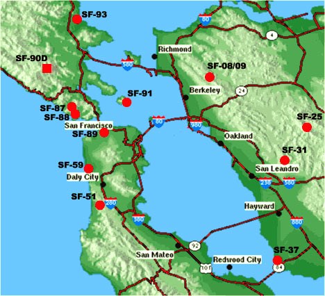 map of all Nike missile sites in the Bay Area