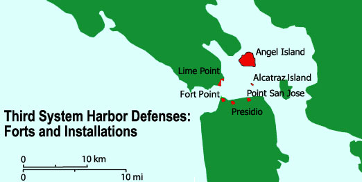 map of San Francisco's Civil War forts