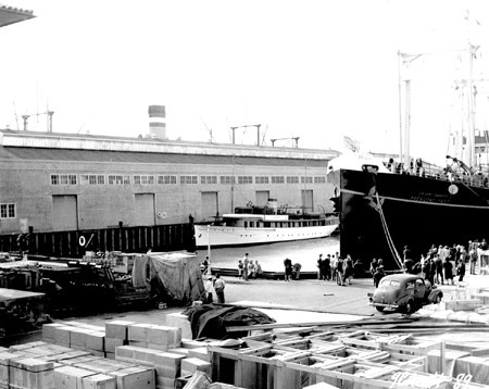 US army transport ship at port Embarkation