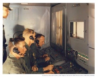 Inside a Nike Missile System control van, 1954