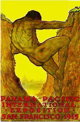 colored illustration of strong man pusing apart rocks