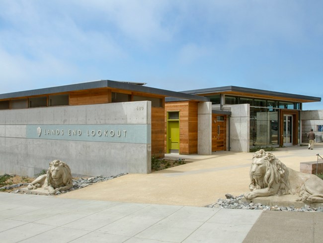 Land's end lookout, a one-story concrete, steel, and wooden building