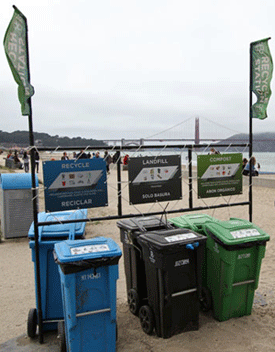 Separated waste bins at Crissy Field