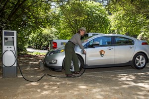 An electric vehicle charger at Muir Woods An electric vehicle charger at Muir Woods